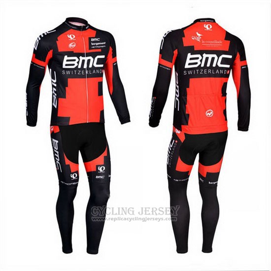 2013 Cycling Jersey BMC Black and Red Long Sleeve and Bib Tight